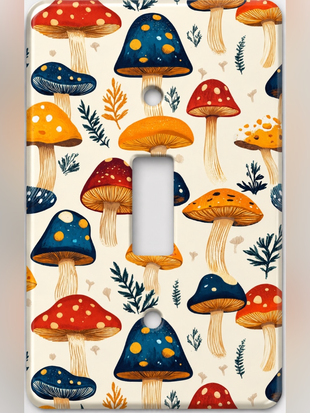 Handmade Colorful Mushroom Botanical Toggle Light Switch Cover Plate